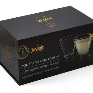 Set of Two Semi Square Cocktail Dessert Martini Crystal Drinking Glass‎ 7.5 Oz